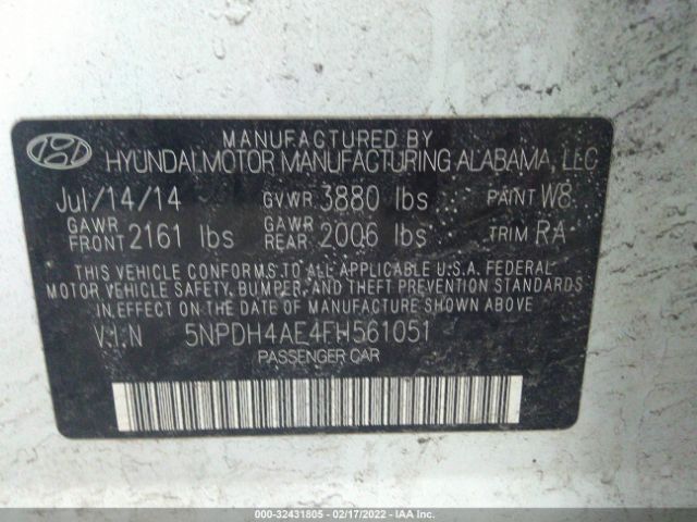 Photo 8 VIN: 5NPDH4AE4FH561051 - HYUNDAI ELANTRA 