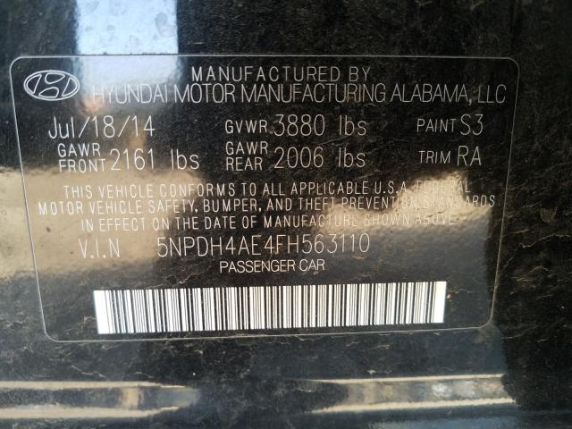 Photo 9 VIN: 5NPDH4AE4FH563110 - HYUNDAI ELANTRA SE 