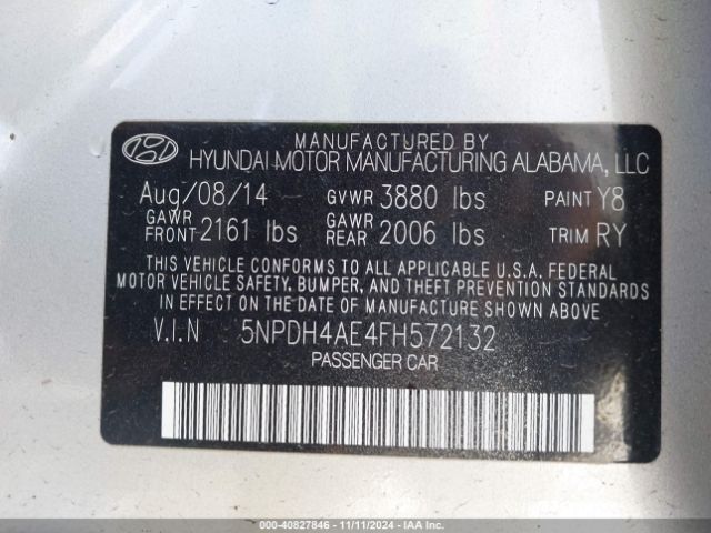 Photo 8 VIN: 5NPDH4AE4FH572132 - HYUNDAI ELANTRA 