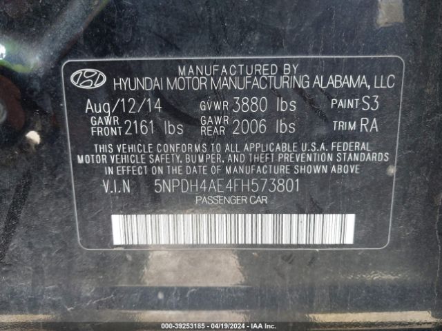 Photo 8 VIN: 5NPDH4AE4FH573801 - HYUNDAI ELANTRA 