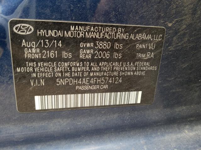 Photo 9 VIN: 5NPDH4AE4FH574124 - HYUNDAI ELANTRA SE 