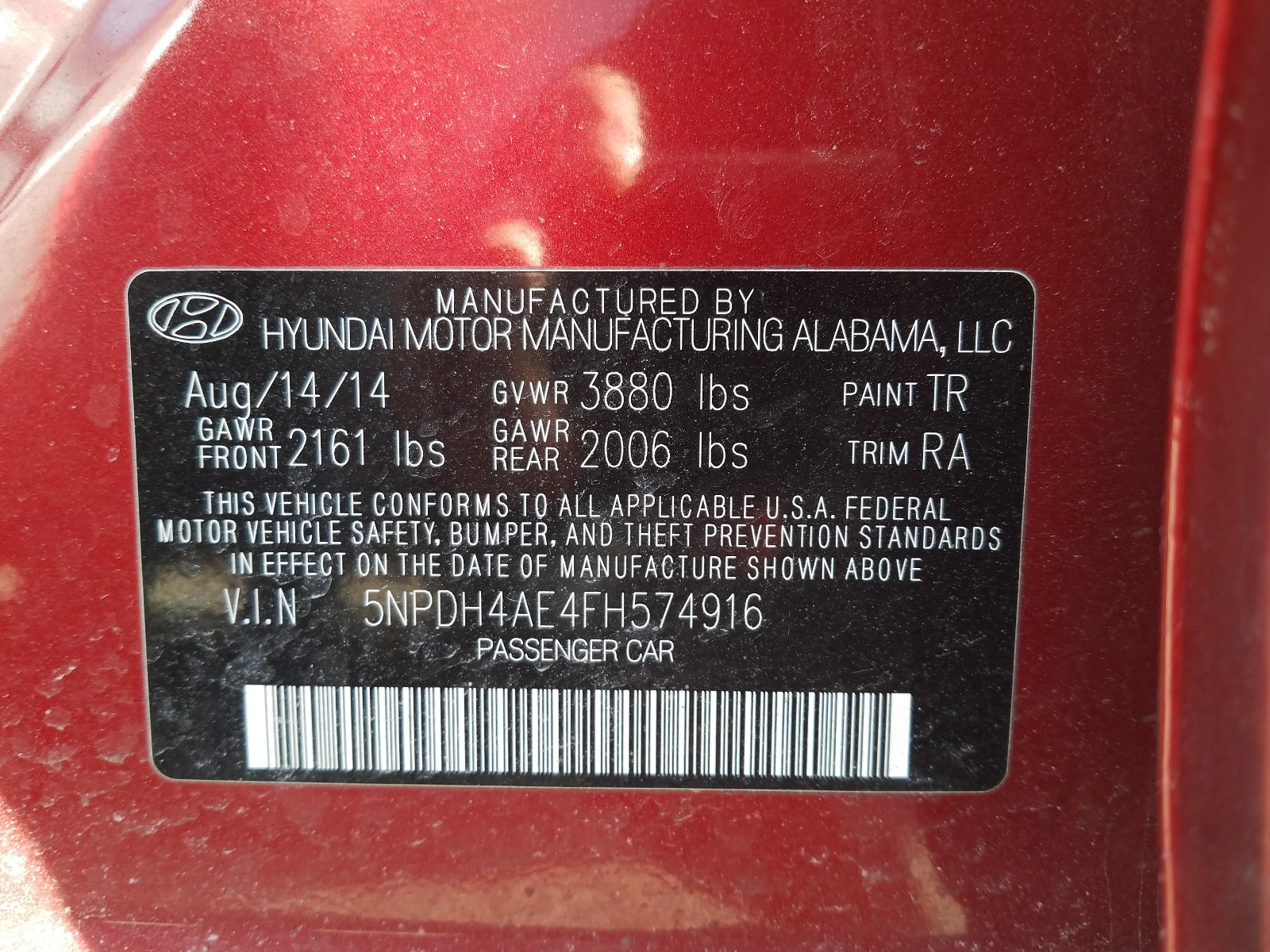 Photo 9 VIN: 5NPDH4AE4FH574916 - HYUNDAI ELANTRA SE 