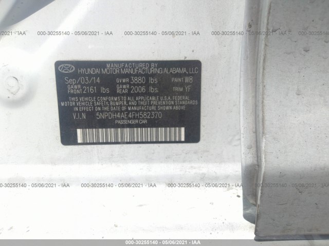 Photo 8 VIN: 5NPDH4AE4FH582370 - HYUNDAI ELANTRA 