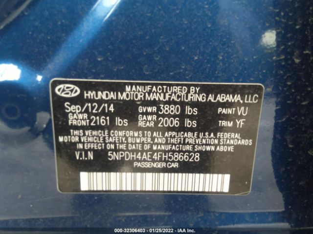 Photo 8 VIN: 5NPDH4AE4FH586628 - HYUNDAI ELANTRA 