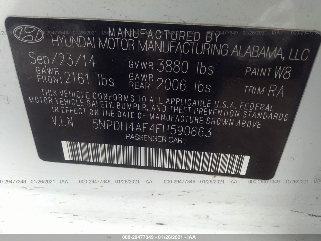 Photo 8 VIN: 5NPDH4AE4FH590663 - HYUNDAI ELANTRA 