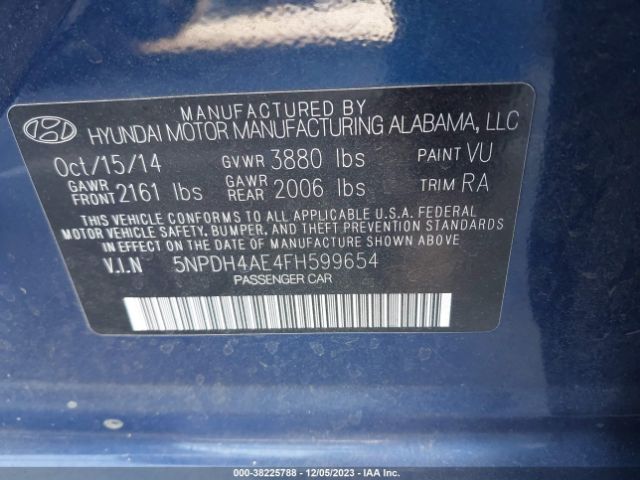 Photo 8 VIN: 5NPDH4AE4FH599654 - HYUNDAI ELANTRA 