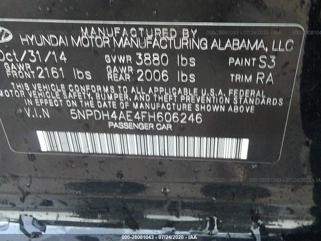 Photo 8 VIN: 5NPDH4AE4FH606246 - HYUNDAI ELANTRA 