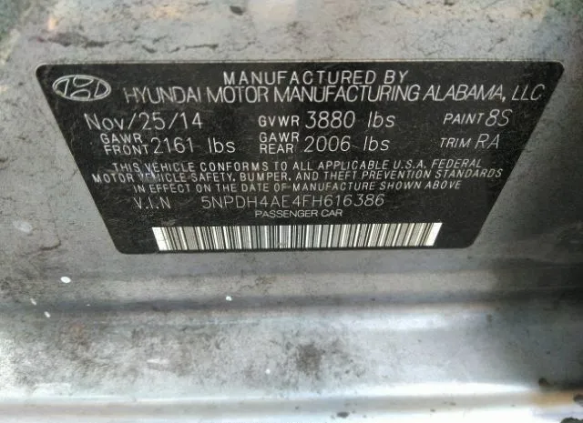 Photo 8 VIN: 5NPDH4AE4FH616386 - HYUNDAI ELANTRA 