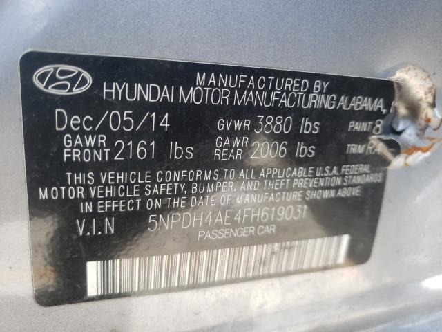 Photo 9 VIN: 5NPDH4AE4FH619031 - HYUNDAI ELANTRA SE 