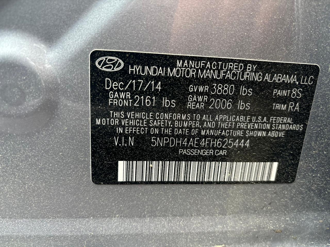 Photo 9 VIN: 5NPDH4AE4FH625444 - HYUNDAI ELANTRA 