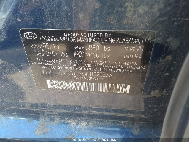 Photo 8 VIN: 5NPDH4AE4FH629333 - HYUNDAI ELANTRA 