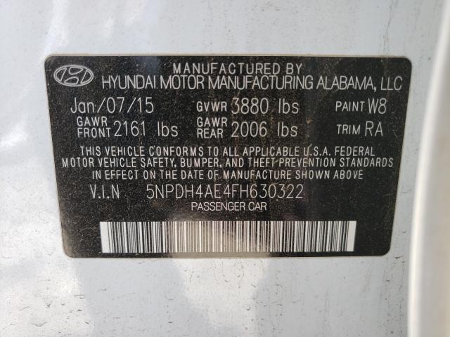 Photo 9 VIN: 5NPDH4AE4FH630322 - HYUNDAI ELANTRA SE 