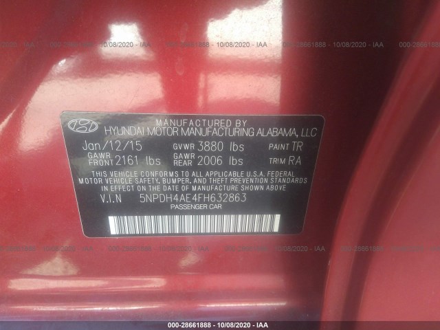 Photo 8 VIN: 5NPDH4AE4FH632863 - HYUNDAI ELANTRA 