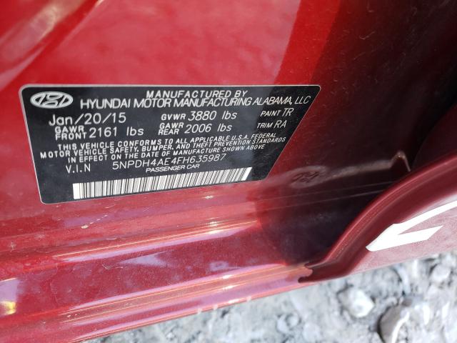 Photo 9 VIN: 5NPDH4AE4FH635987 - HYUNDAI ELANTRA SE 