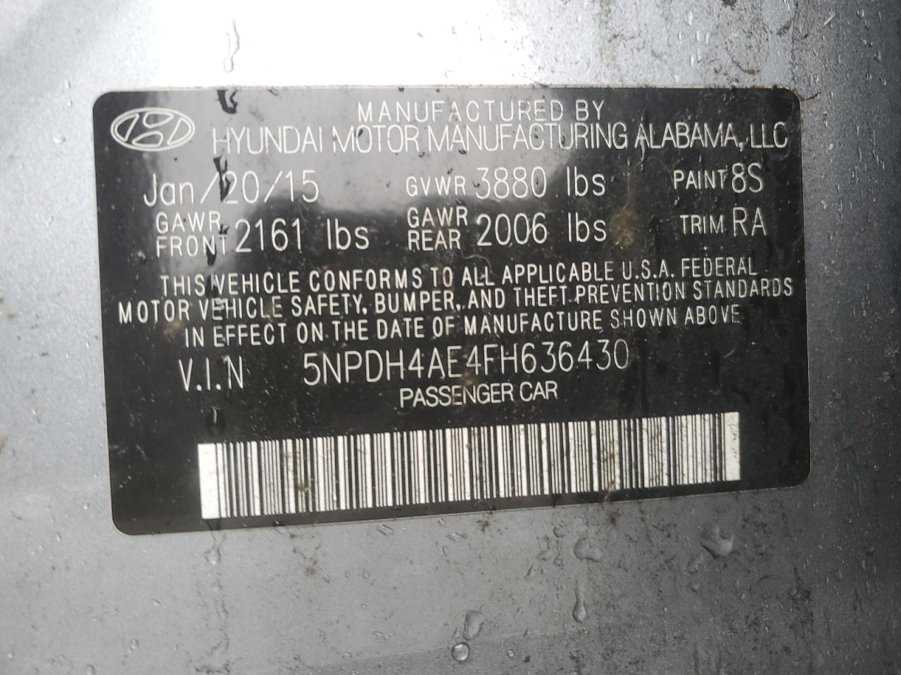 Photo 11 VIN: 5NPDH4AE4FH636430 - HYUNDAI ELANTRA 