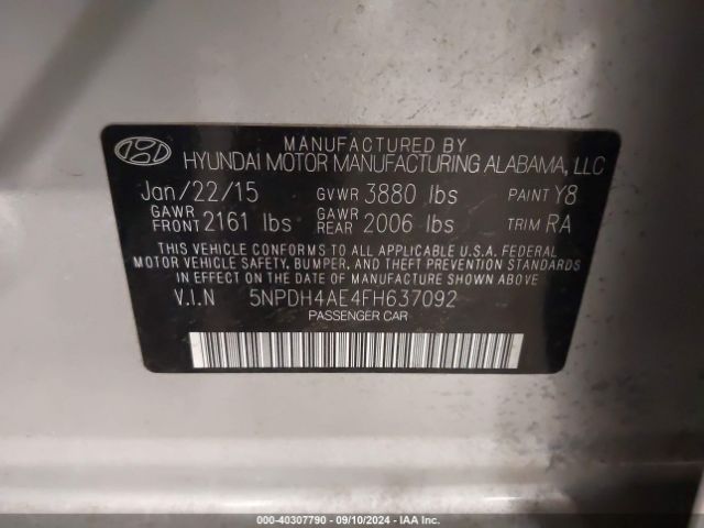 Photo 8 VIN: 5NPDH4AE4FH637092 - HYUNDAI ELANTRA 