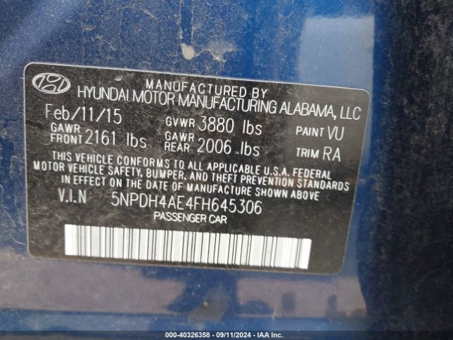 Photo 8 VIN: 5NPDH4AE4FH645306 - HYUNDAI ELANTRA 