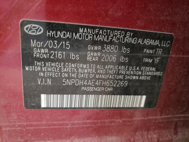 Photo 9 VIN: 5NPDH4AE4FH652269 - HYUNDAI ELANTRA SE 