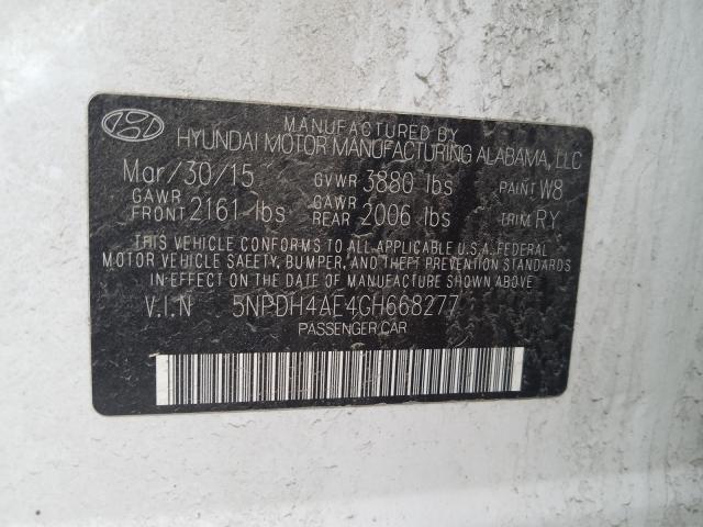 Photo 9 VIN: 5NPDH4AE4GH668277 - HYUNDAI ELANTRA SE 