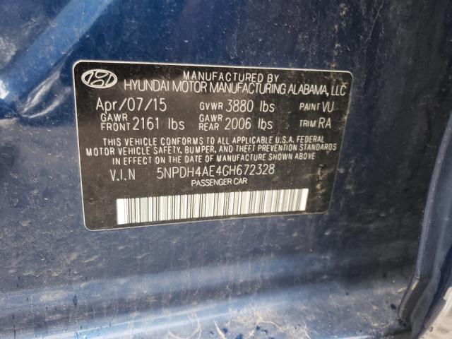 Photo 9 VIN: 5NPDH4AE4GH672328 - HYUNDAI ELANTRA SE 