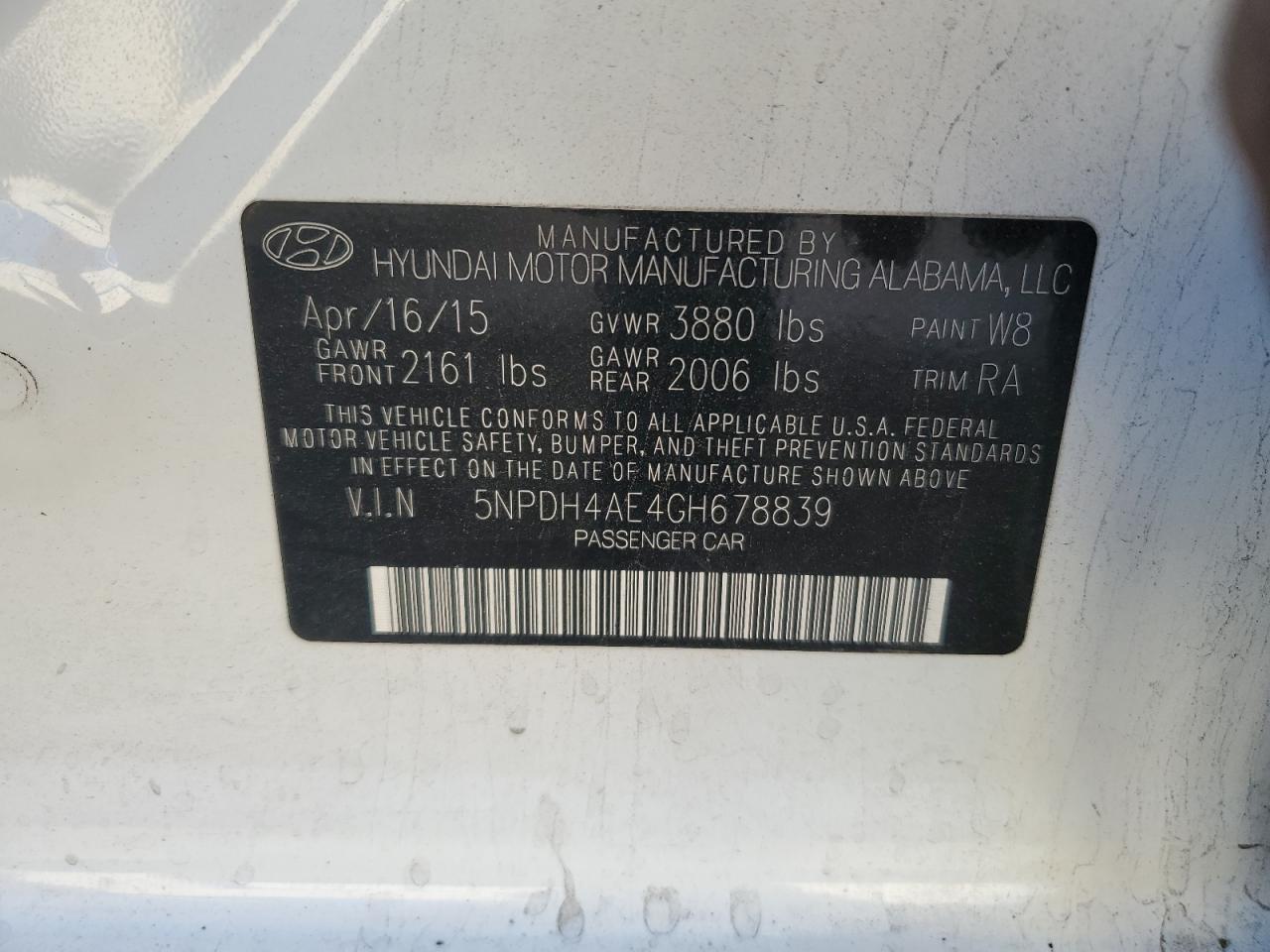 Photo 11 VIN: 5NPDH4AE4GH678839 - HYUNDAI ELANTRA 