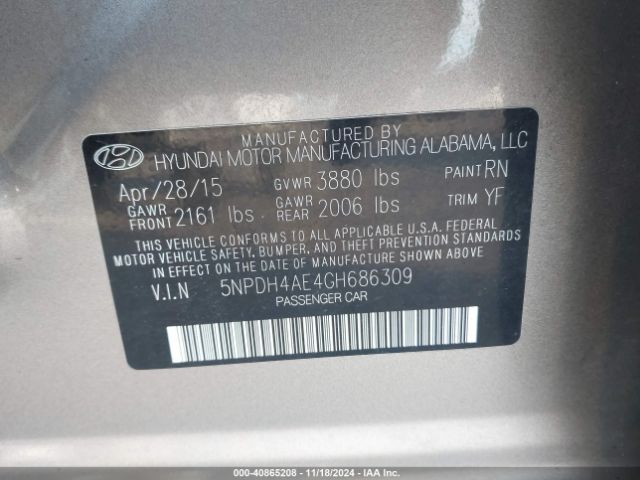 Photo 8 VIN: 5NPDH4AE4GH686309 - HYUNDAI ELANTRA 