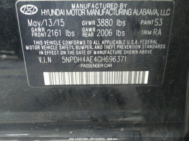 Photo 8 VIN: 5NPDH4AE4GH696371 - HYUNDAI ELANTRA 