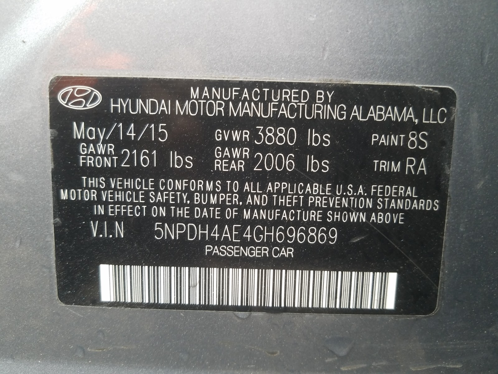 Photo 9 VIN: 5NPDH4AE4GH696869 - HYUNDAI ELANTRA SE 