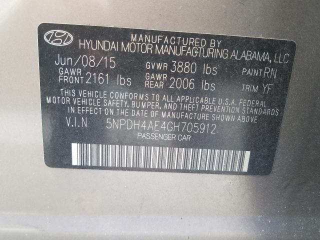 Photo 9 VIN: 5NPDH4AE4GH705912 - HYUNDAI ELANTRA SE 