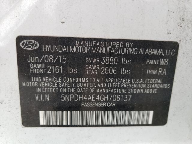 Photo 9 VIN: 5NPDH4AE4GH706137 - HYUNDAI ELANTRA SE 