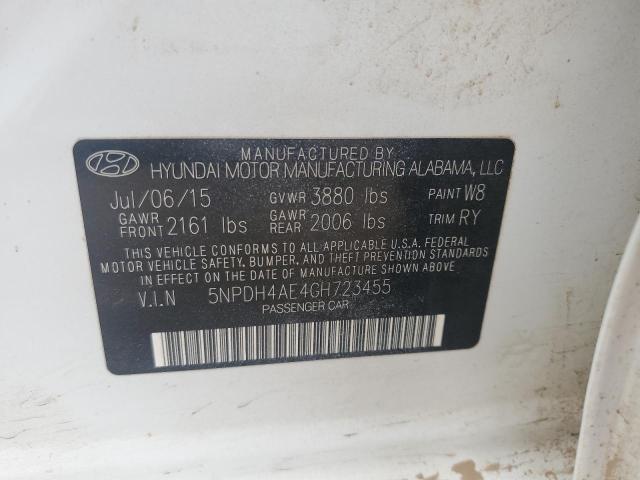 Photo 11 VIN: 5NPDH4AE4GH723455 - HYUNDAI ELANTRA SE 