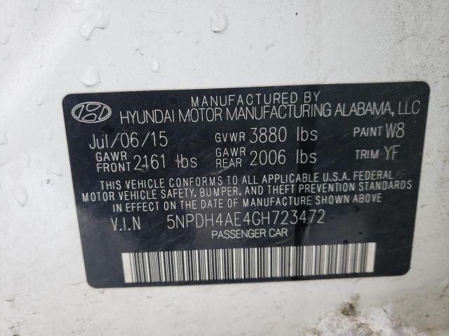 Photo 9 VIN: 5NPDH4AE4GH723472 - HYUNDAI ELANTRA SE 