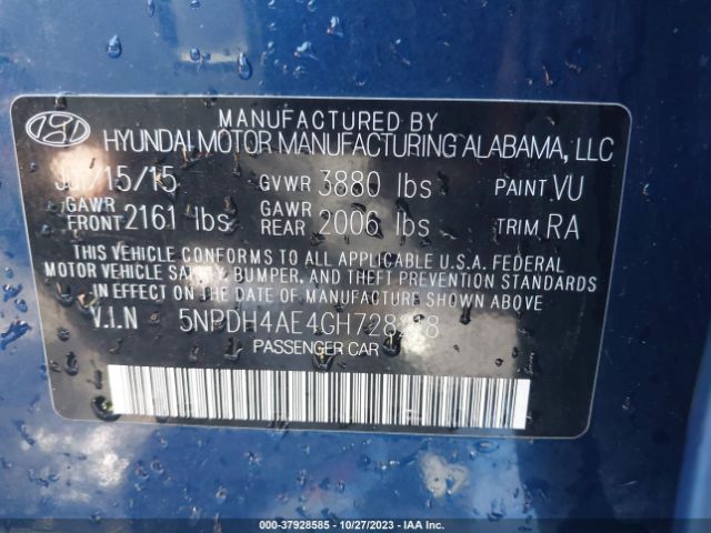 Photo 8 VIN: 5NPDH4AE4GH728218 - HYUNDAI ELANTRA 