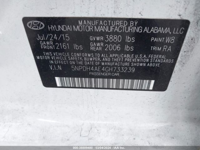 Photo 8 VIN: 5NPDH4AE4GH733239 - HYUNDAI ELANTRA 