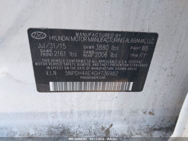 Photo 8 VIN: 5NPDH4AE4GH736982 - HYUNDAI ELANTRA 