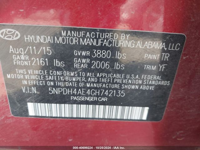 Photo 8 VIN: 5NPDH4AE4GH742135 - HYUNDAI ELANTRA 