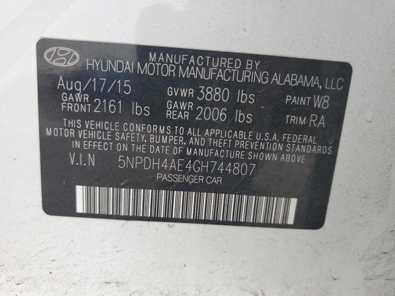 Photo 11 VIN: 5NPDH4AE4GH744807 - HYUNDAI ELANTRA 