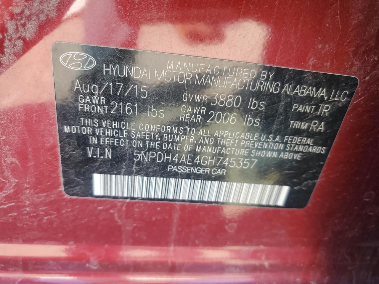 Photo 11 VIN: 5NPDH4AE4GH745357 - HYUNDAI ELANTRA 