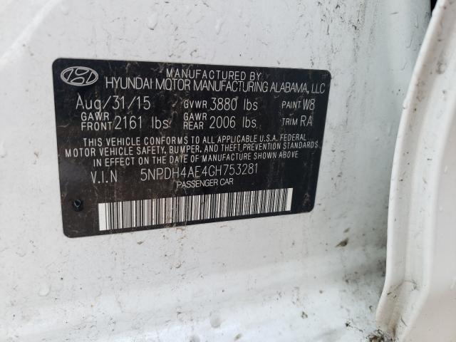 Photo 9 VIN: 5NPDH4AE4GH753281 - HYUNDAI ELANTRA SE 