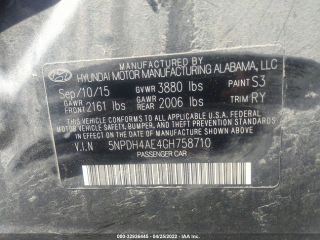 Photo 8 VIN: 5NPDH4AE4GH758710 - HYUNDAI ELANTRA 