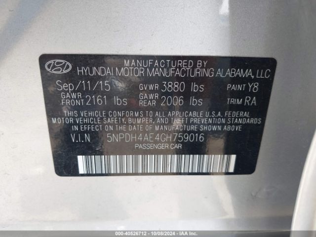 Photo 8 VIN: 5NPDH4AE4GH759016 - HYUNDAI ELANTRA 