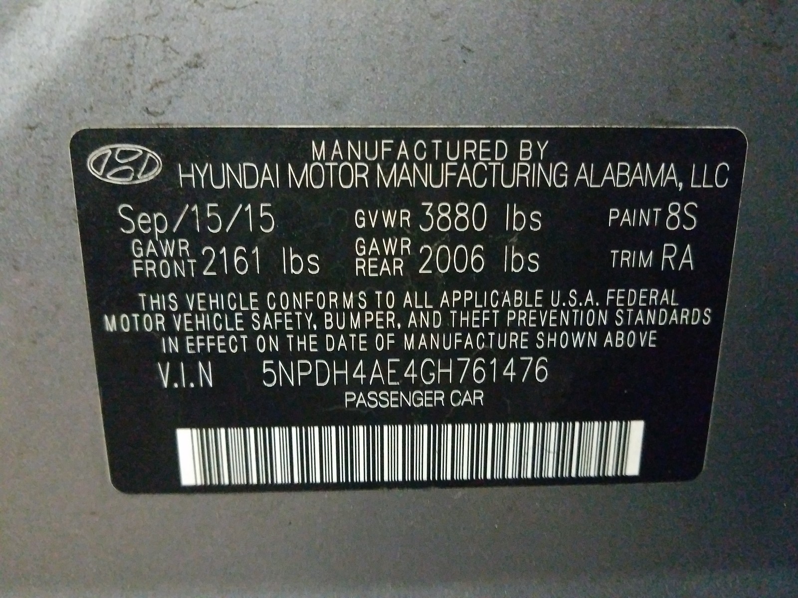 Photo 9 VIN: 5NPDH4AE4GH761476 - HYUNDAI ELANTRA SE 