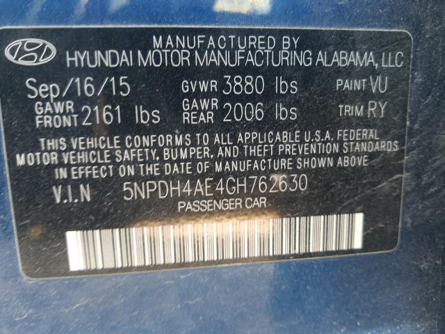 Photo 9 VIN: 5NPDH4AE4GH762630 - HYUNDAI ELANTRA 