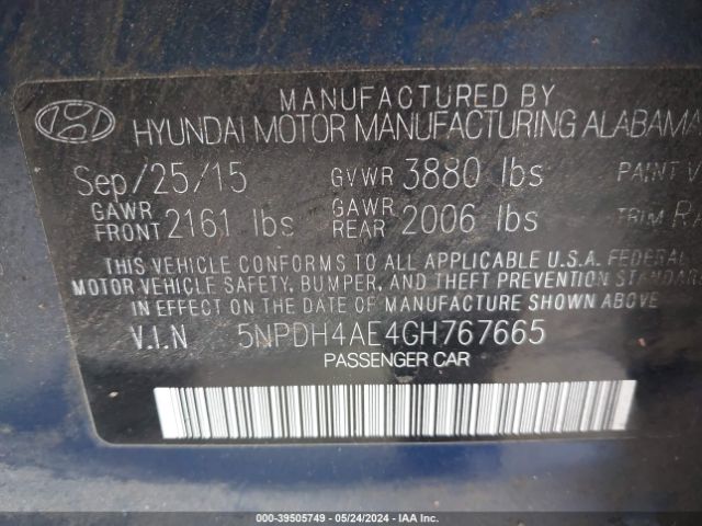 Photo 8 VIN: 5NPDH4AE4GH767665 - HYUNDAI ELANTRA 