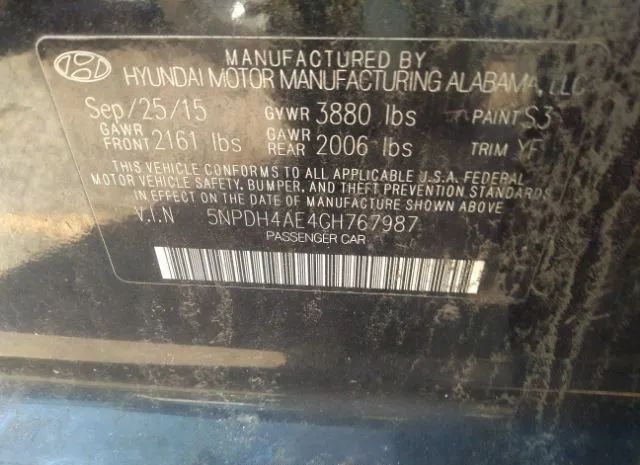 Photo 8 VIN: 5NPDH4AE4GH767987 - HYUNDAI ELANTRA 