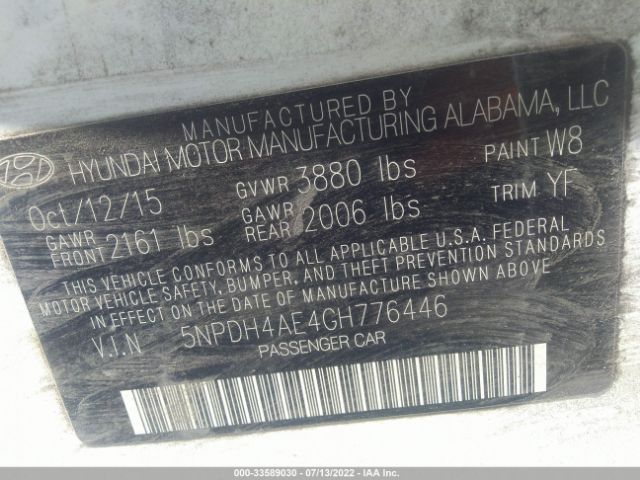 Photo 8 VIN: 5NPDH4AE4GH776446 - HYUNDAI ELANTRA 