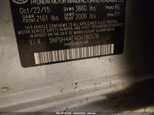 Photo 8 VIN: 5NPDH4AE4GH780576 - HYUNDAI ELANTRA 