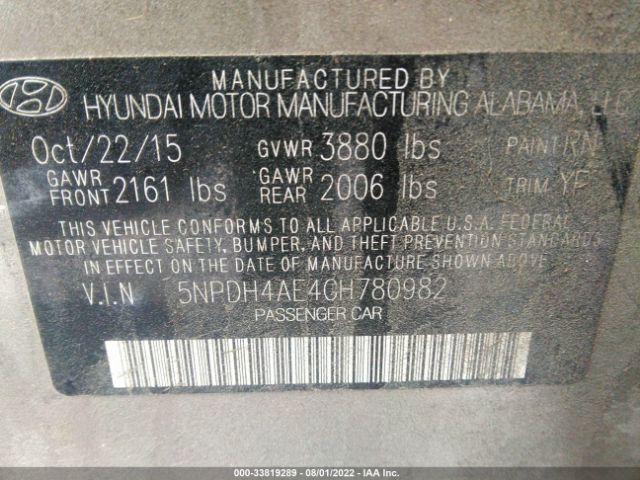 Photo 8 VIN: 5NPDH4AE4GH780982 - HYUNDAI ELANTRA 