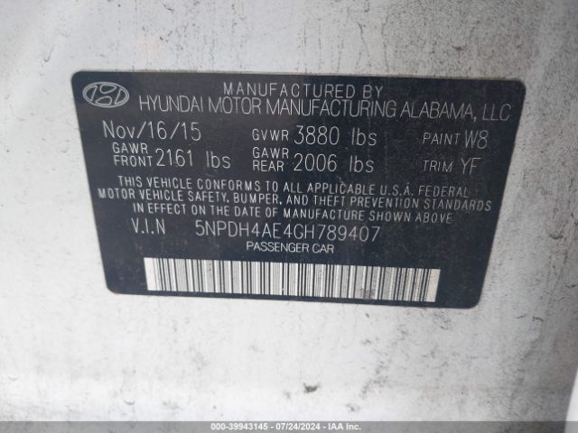 Photo 8 VIN: 5NPDH4AE4GH789407 - HYUNDAI ELANTRA 