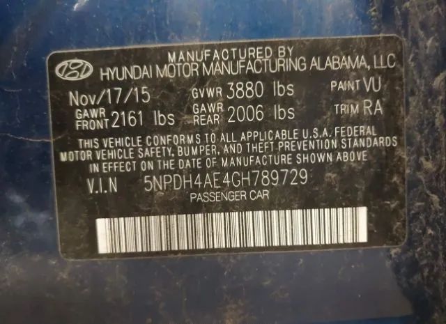 Photo 8 VIN: 5NPDH4AE4GH789729 - HYUNDAI ELANTRA 